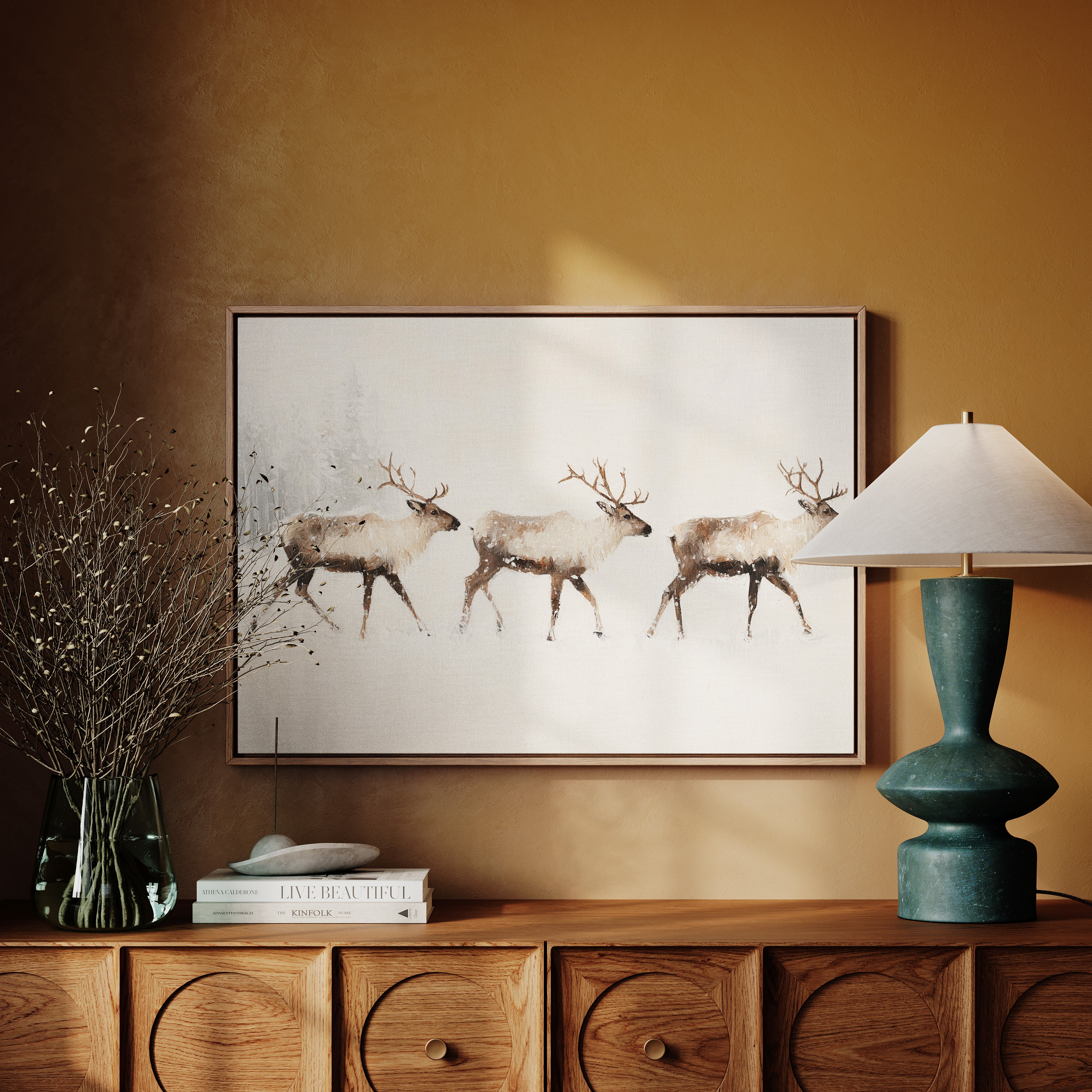 Winter Caribou Cross Misty Plains