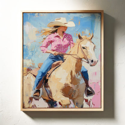 Cowgirl on Horseback – Western Rodeo Wall Art