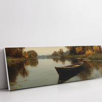 Quiet Boat on Autumn River