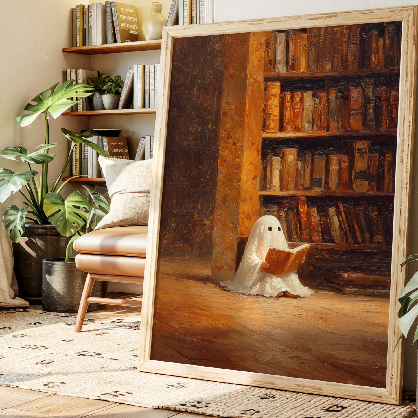 Whimsical Ghost Library Canvas Print - Enchanting Art - Gallery Canvas image 5