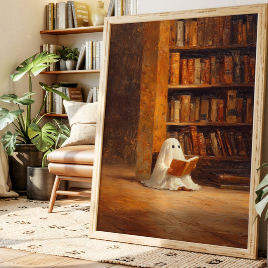 Whimsical Ghost Library Canvas Print - Enchanting Art - Gallery Canvas image 5