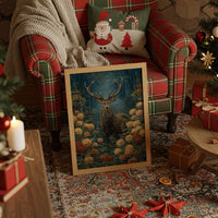 Stag Among Golden Chrysanthemums Glows