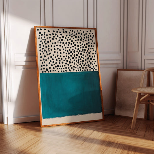 Teal Block and Ink Dots