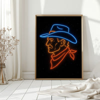 Neon Cowboy in the Starry Night