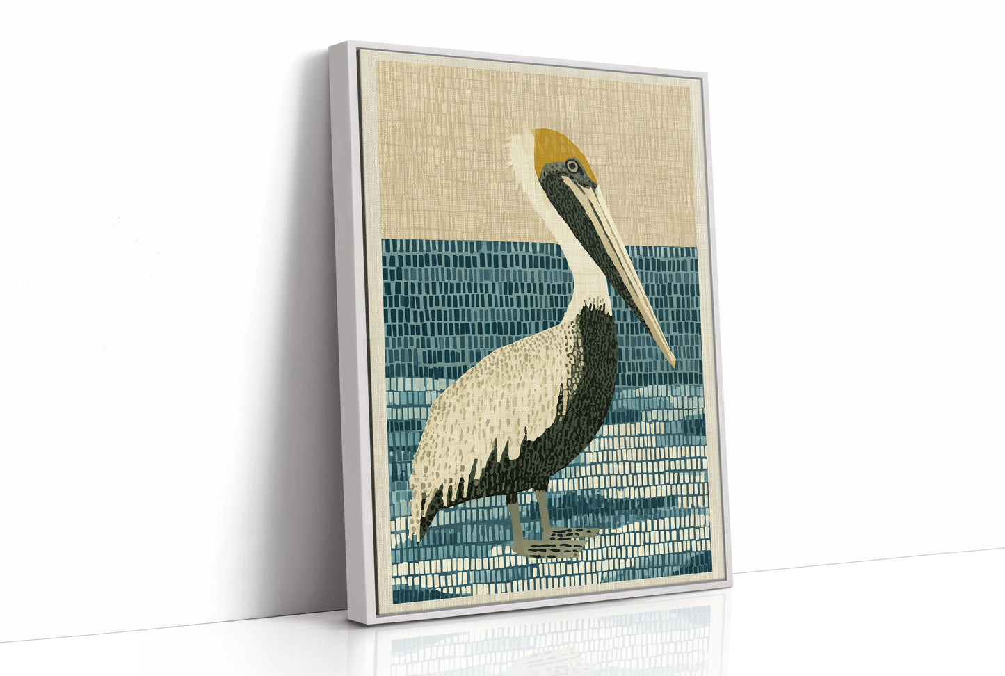Pelican in Woven Waves