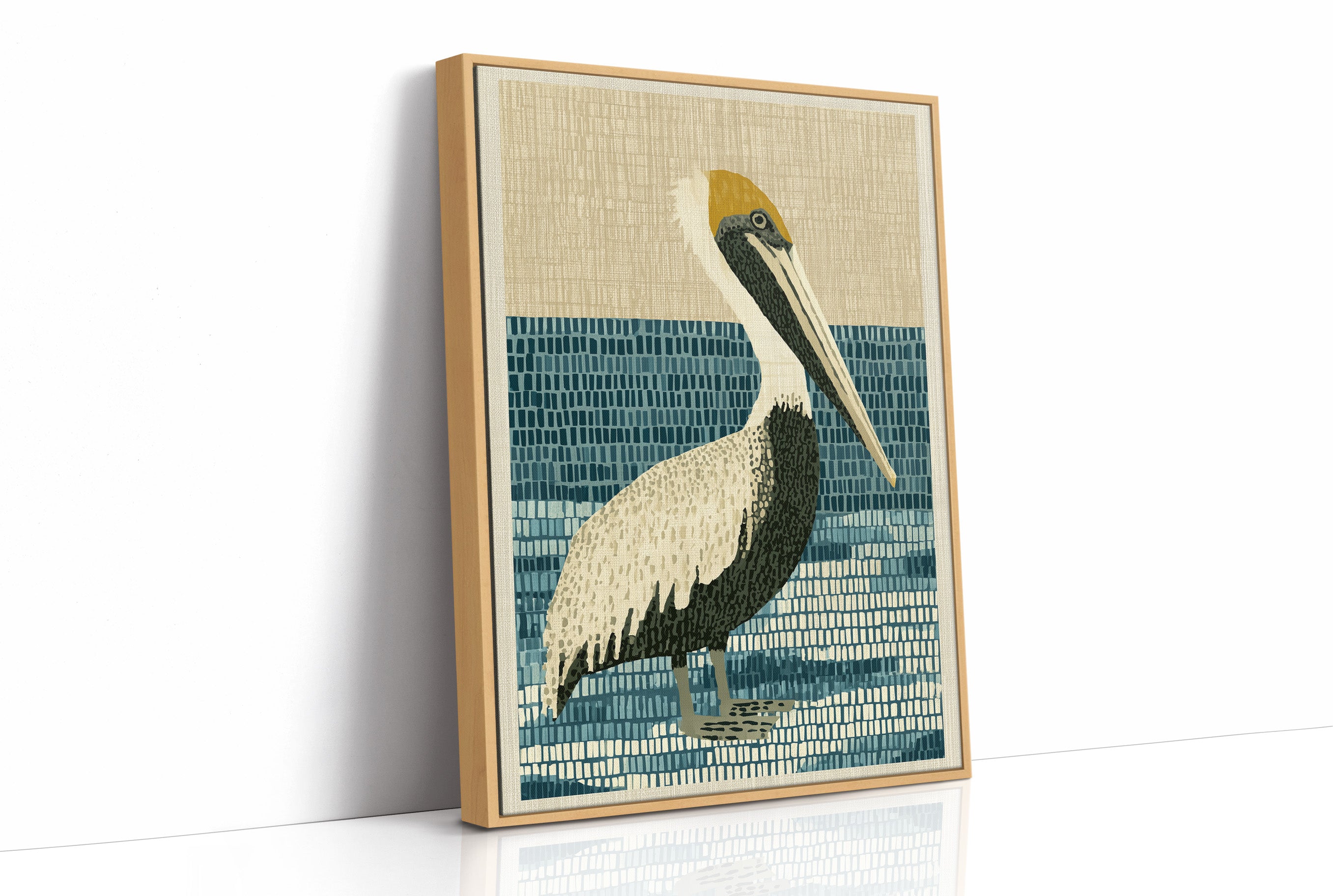 Pelican in Woven Waves