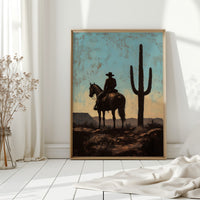Rider and Saguaro at Dusk