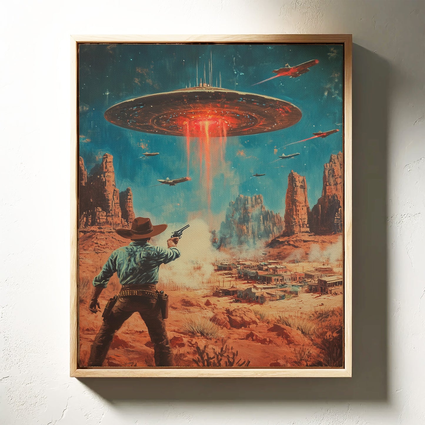 Cowboy vs. UFO – Sci-Fi Western Wall Art