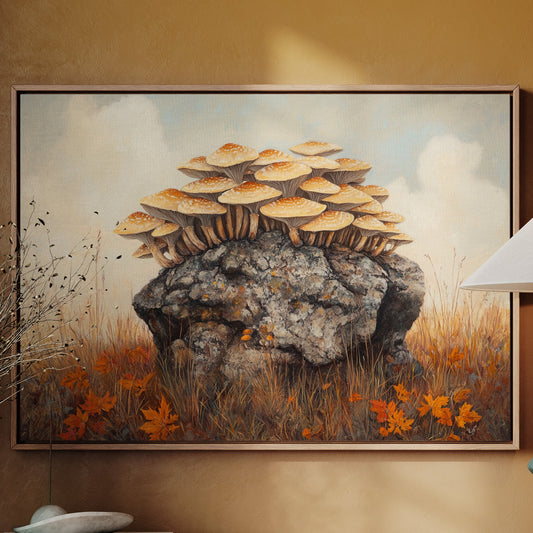 Autumn Mushrooms Crown Ancient Stone