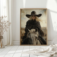 Rider in Black on White Horse