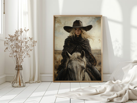 Rider in Black on White Horse