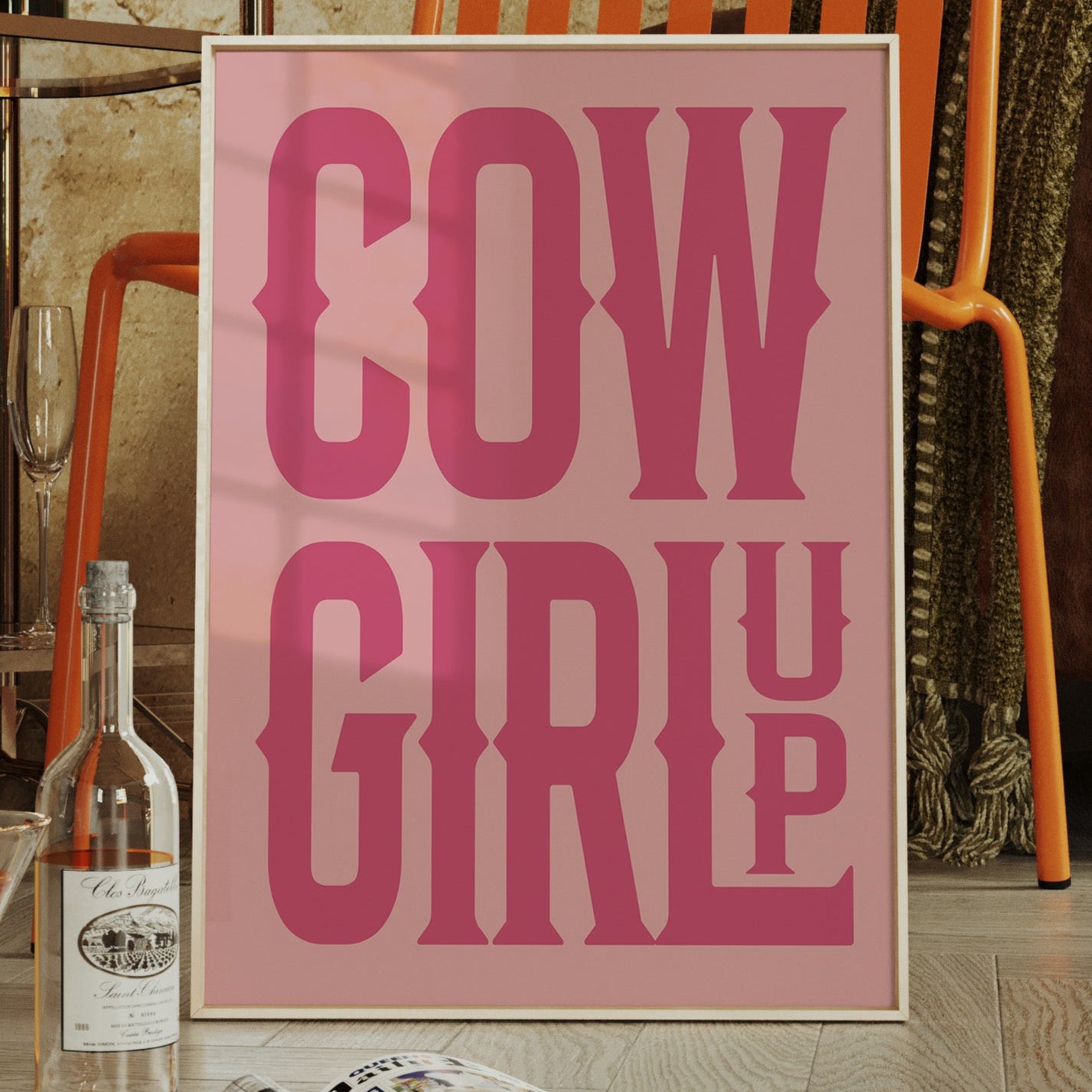 Cowgirl Up Pink Western Poster