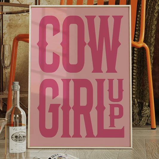 Cowgirl Up Pink Western Poster