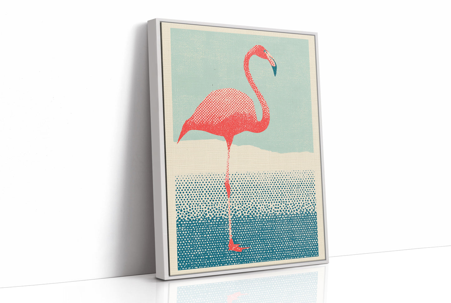 Flamingo on One Leg, Retro Print