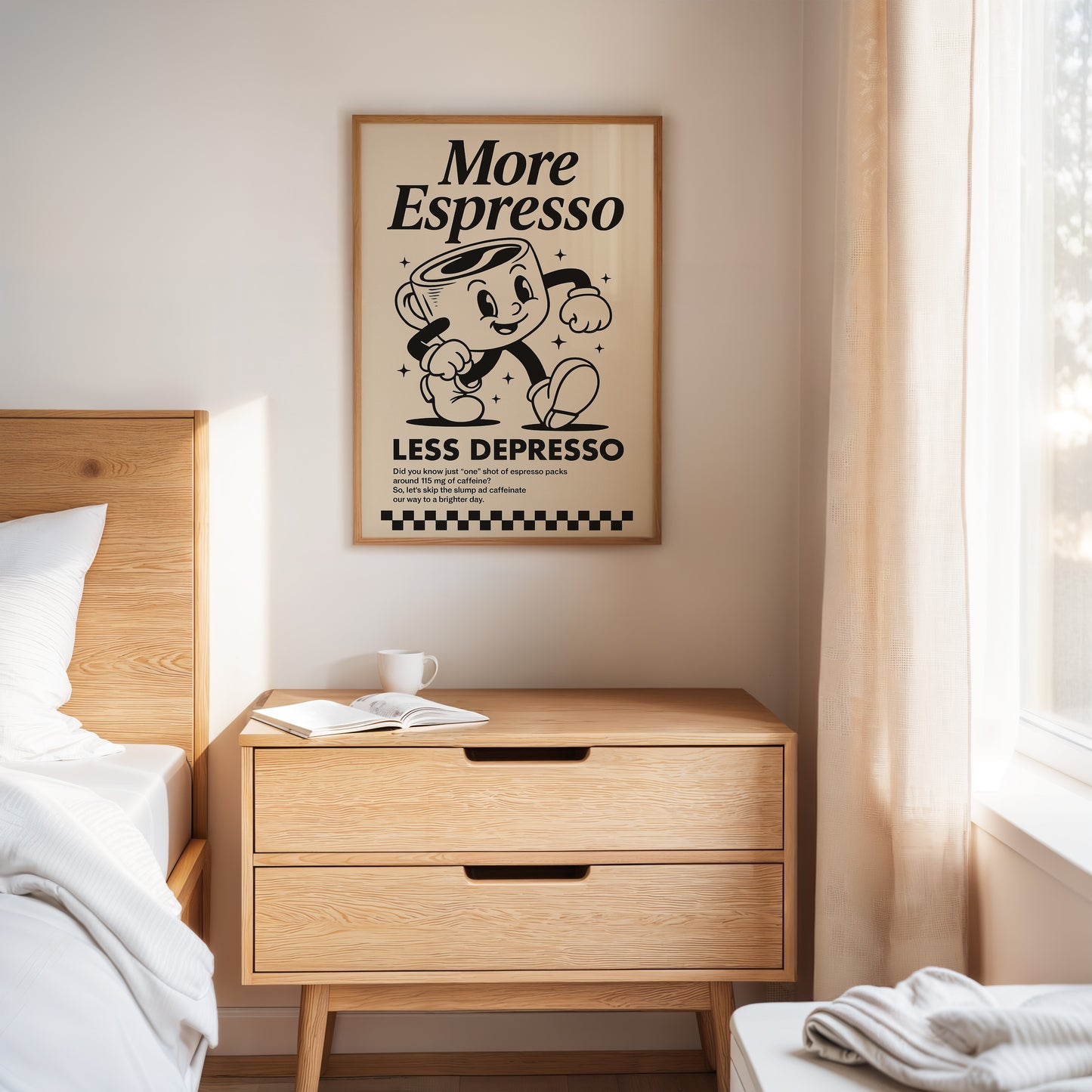 More Espresso, Less Depresso – Vintage Coffee Poster Print