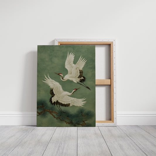 Cranes Dance Among Pine Needles