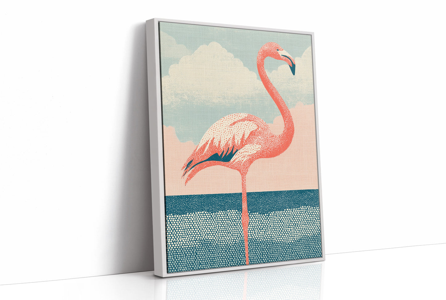 Flamingo Against Cotton Candy Clouds