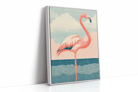 Flamingo Against Cotton Candy Clouds