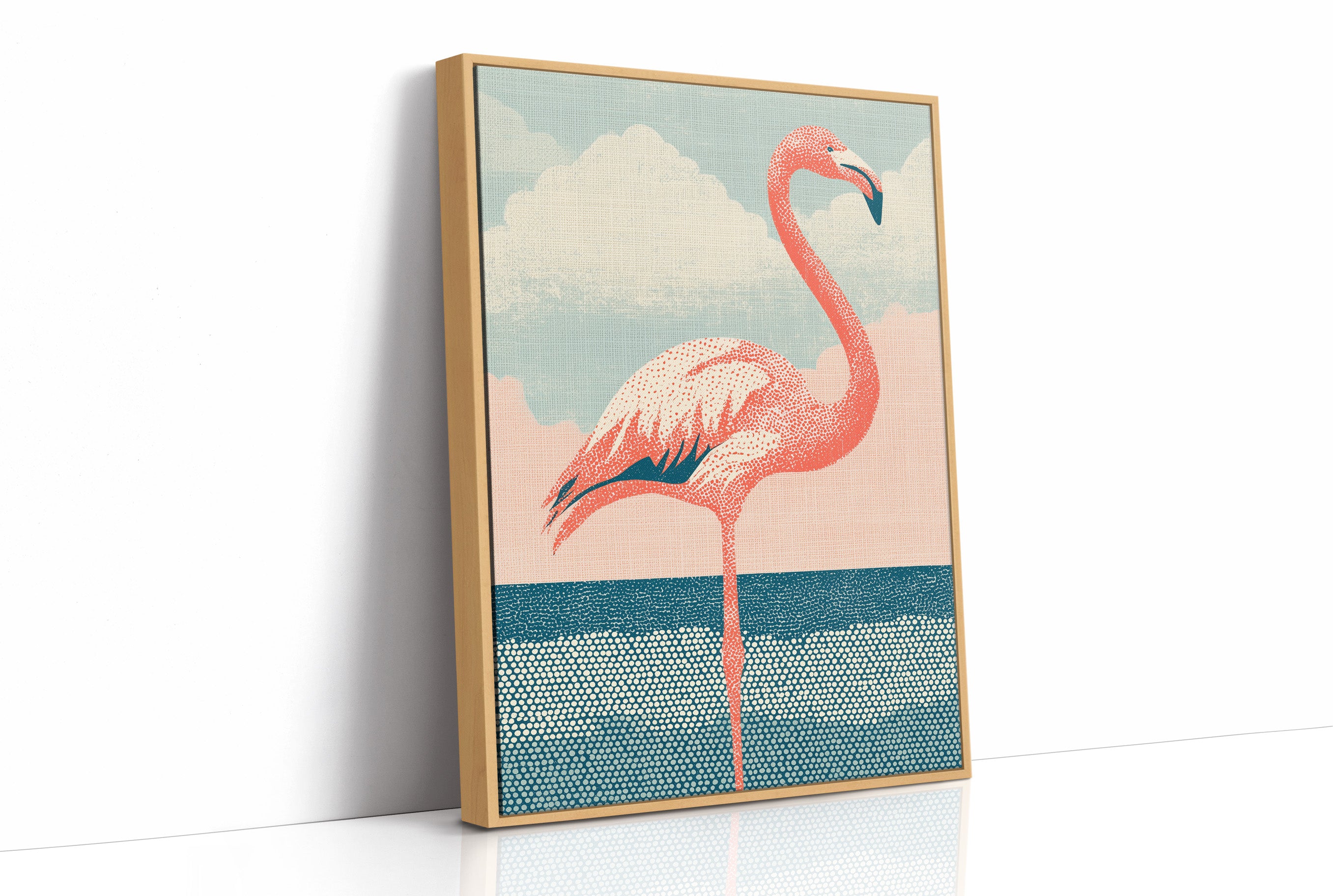 Flamingo Against Cotton Candy Clouds