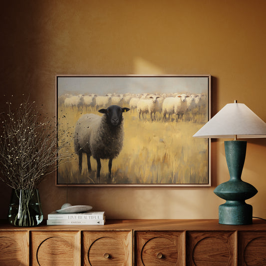 Black Sheep Leads Golden Meadow