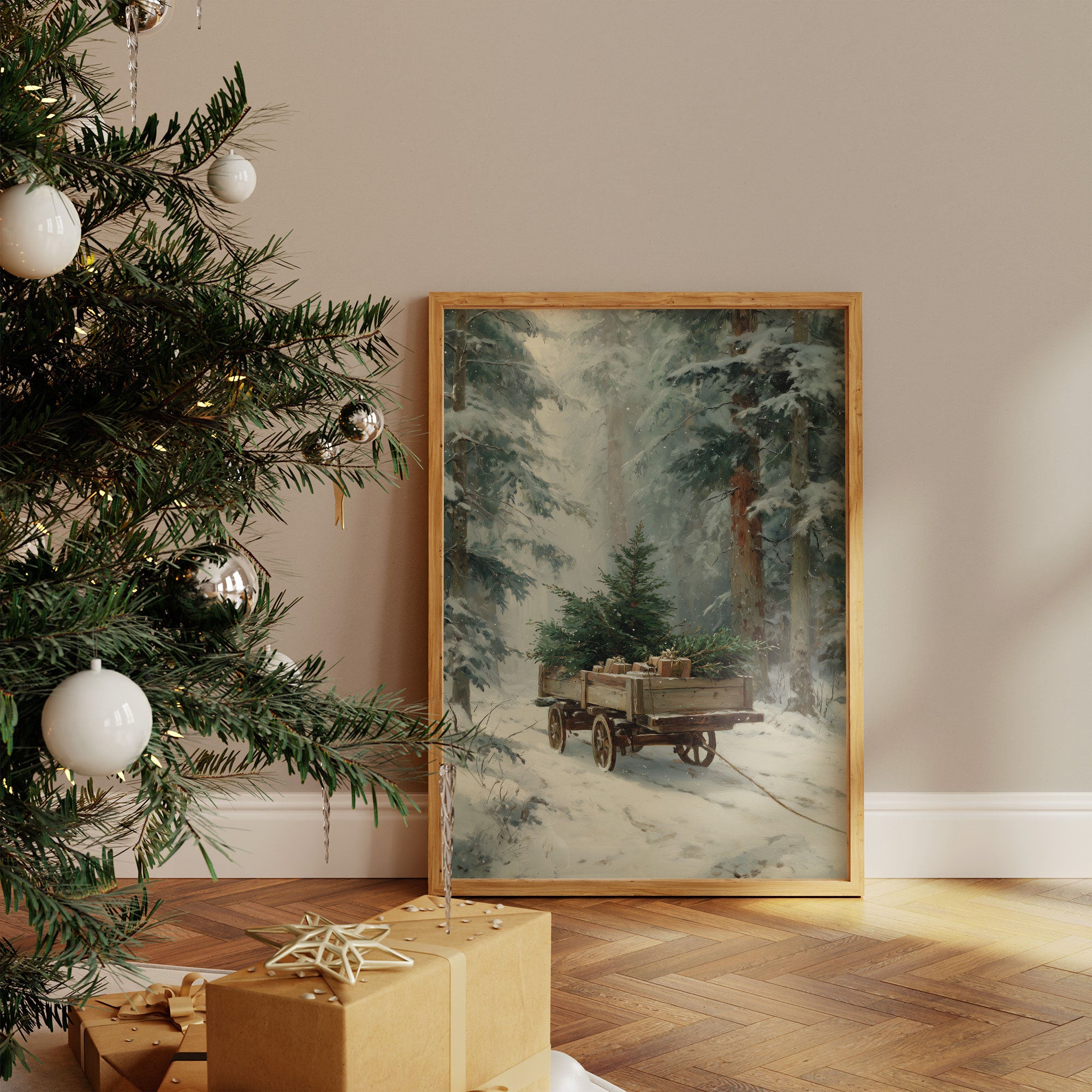 Forgotten Wagon In Winter Woods