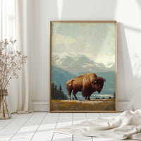 Bison Beneath the Mountain Sky