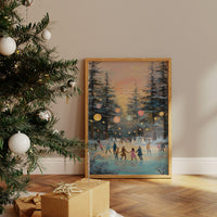 Winter Skaters Dance Under Lanterns