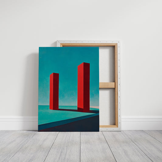 Red Pillars Against Turquoise Sky
