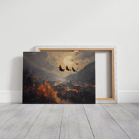 Witches Soar Over Burning Village