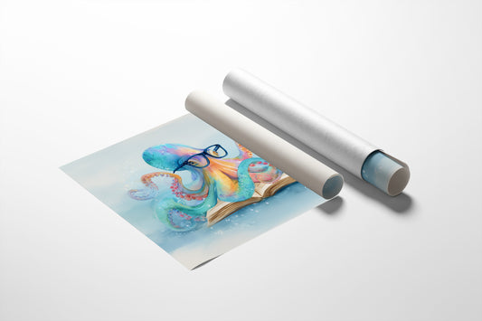 Curious Octopus Reads Ancient Tomes