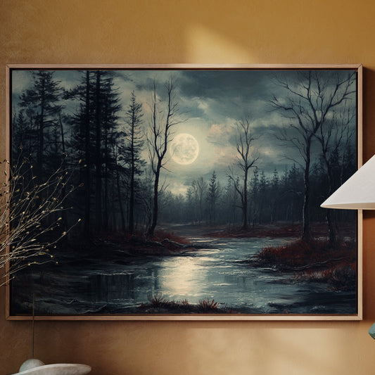 Moonlit Waters Through Winter Woods