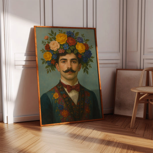 Floral Nobleman in Crimson Bowtie