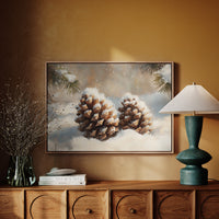 Snow Dusted Pinecones Tell Winter Tales