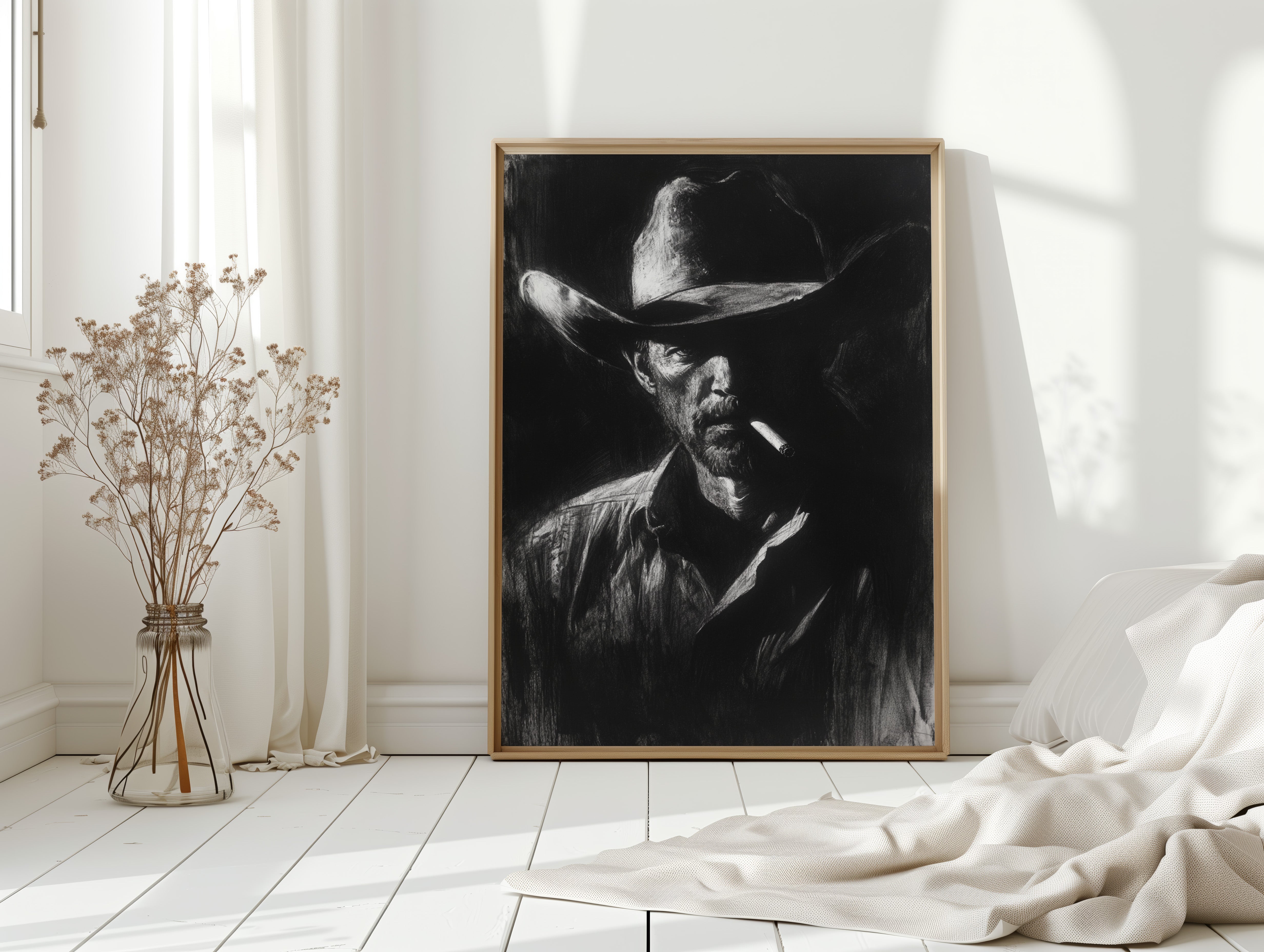 Midnight Cowboy in Charcoal Shadows