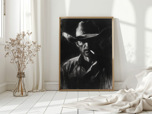 Midnight Cowboy in Charcoal Shadows