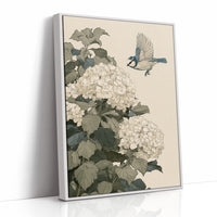 Bluebird Alighting on Hydrangea