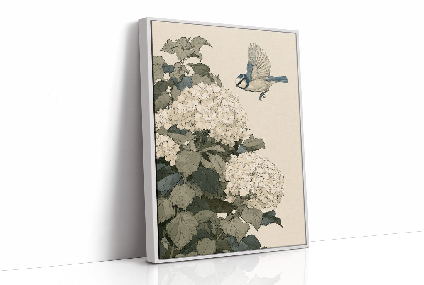 Bluebird Alighting on Hydrangea