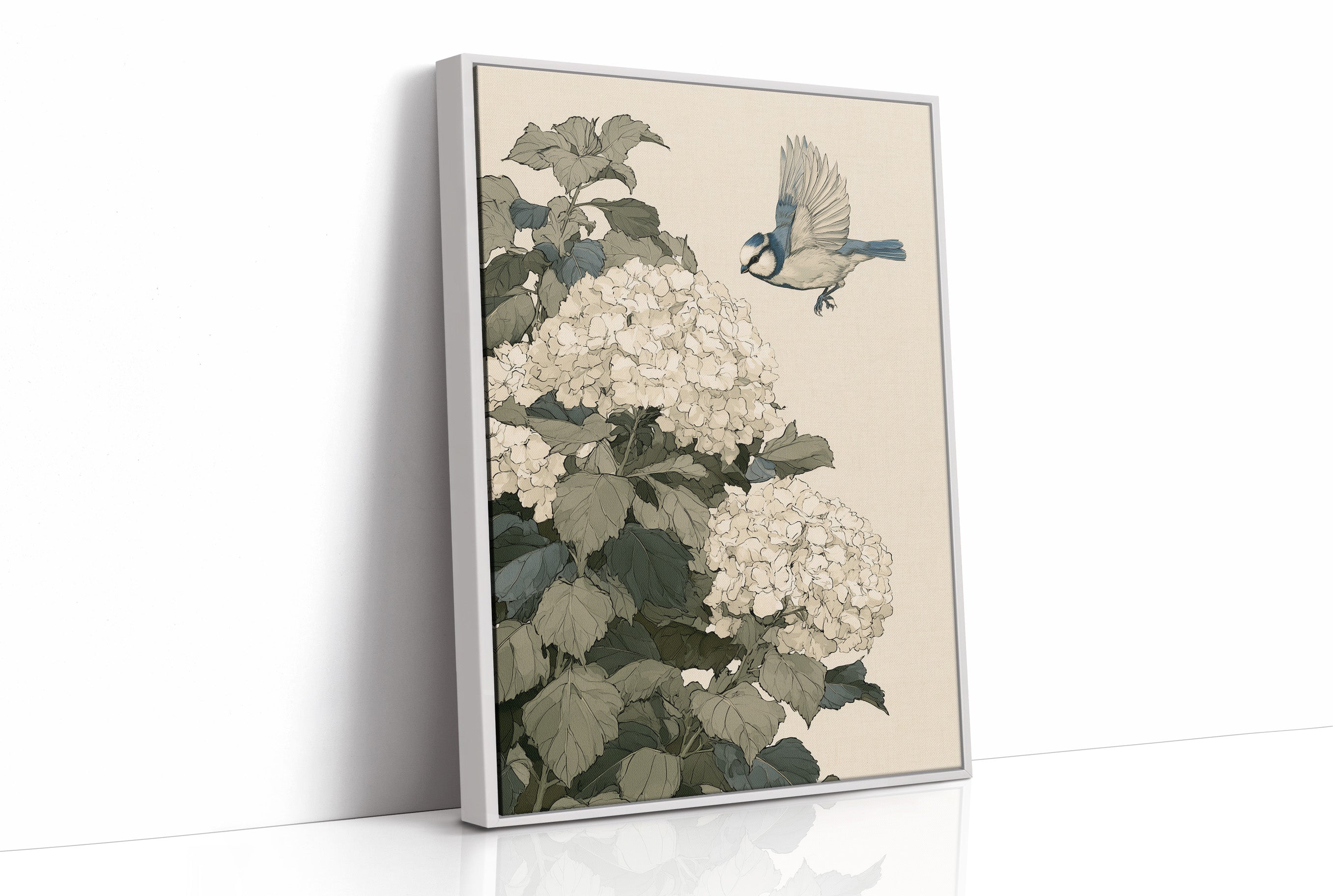 Bluebird Alighting on Hydrangea