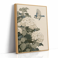 Bluebird Alighting on Hydrangea