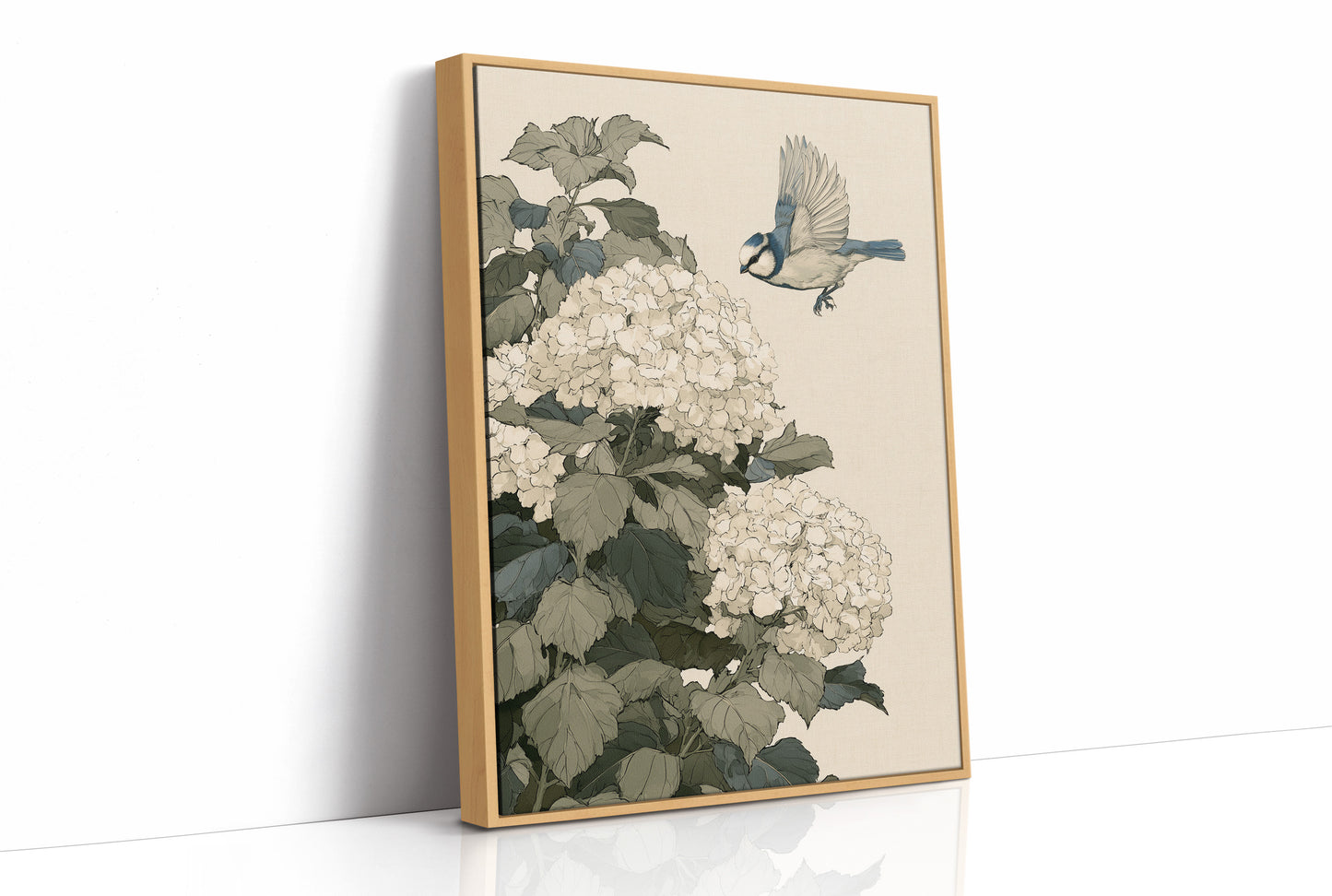 Bluebird Alighting on Hydrangea