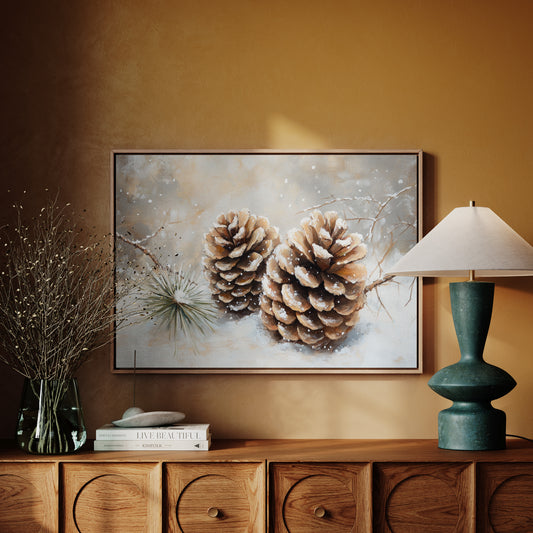 Pine Cones Catch December's First Snow