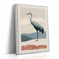 Stippled Crane: A Halftone Landscape