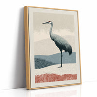 Stippled Crane: A Halftone Landscape