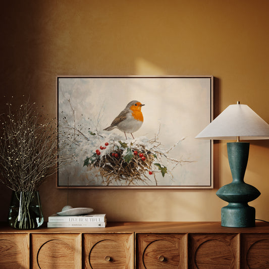 Robin's Winter Song Among Berries