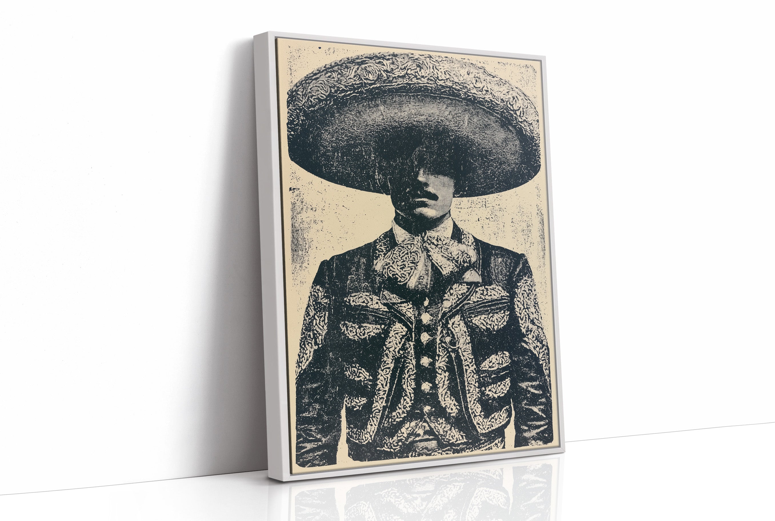 The Charro's Silhouette: Vintage Screen Print