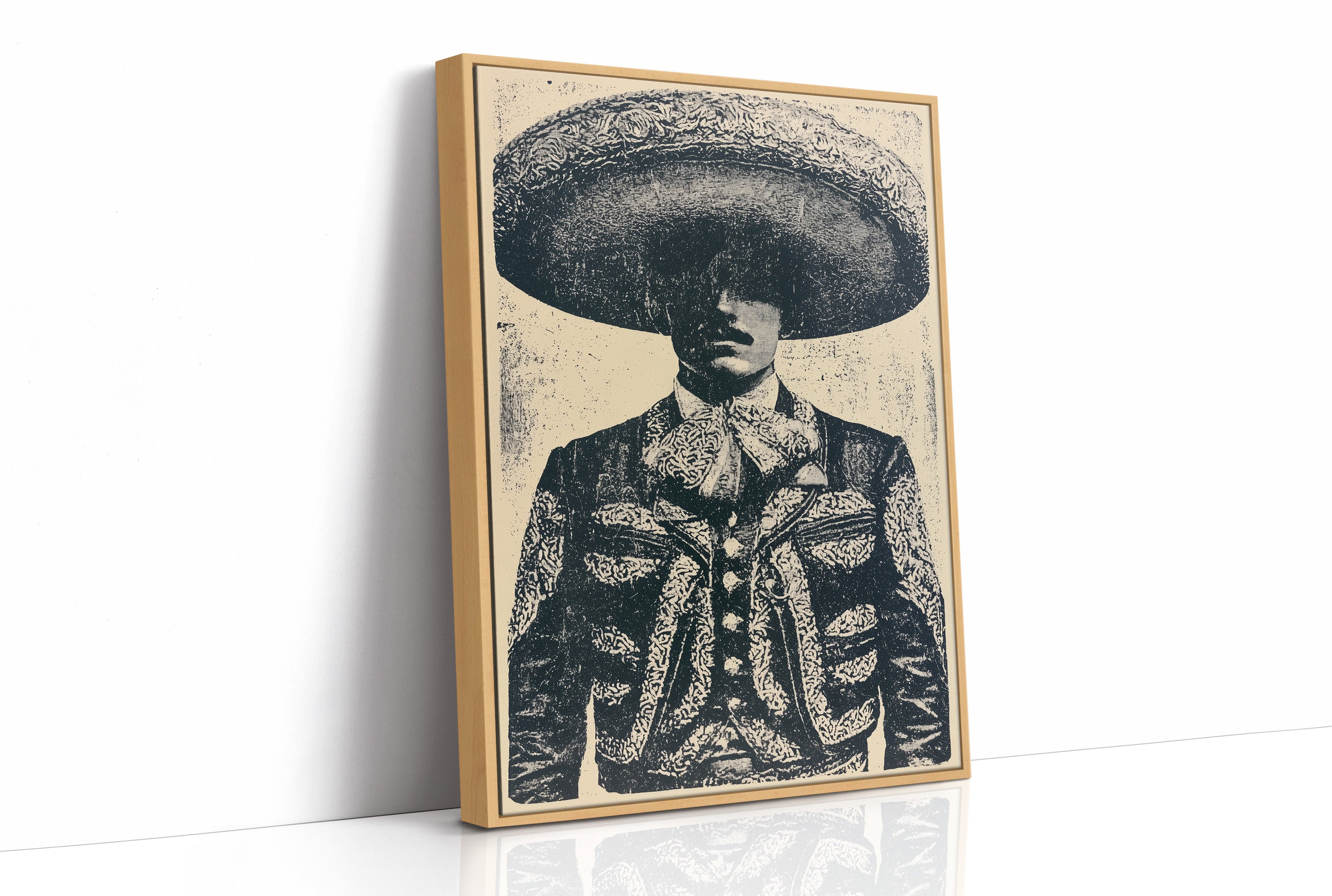 The Charro's Silhouette: Vintage Screen Print