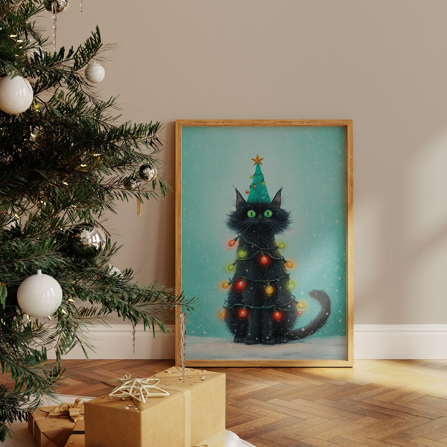 Black Cat Becomes Christmas Magic