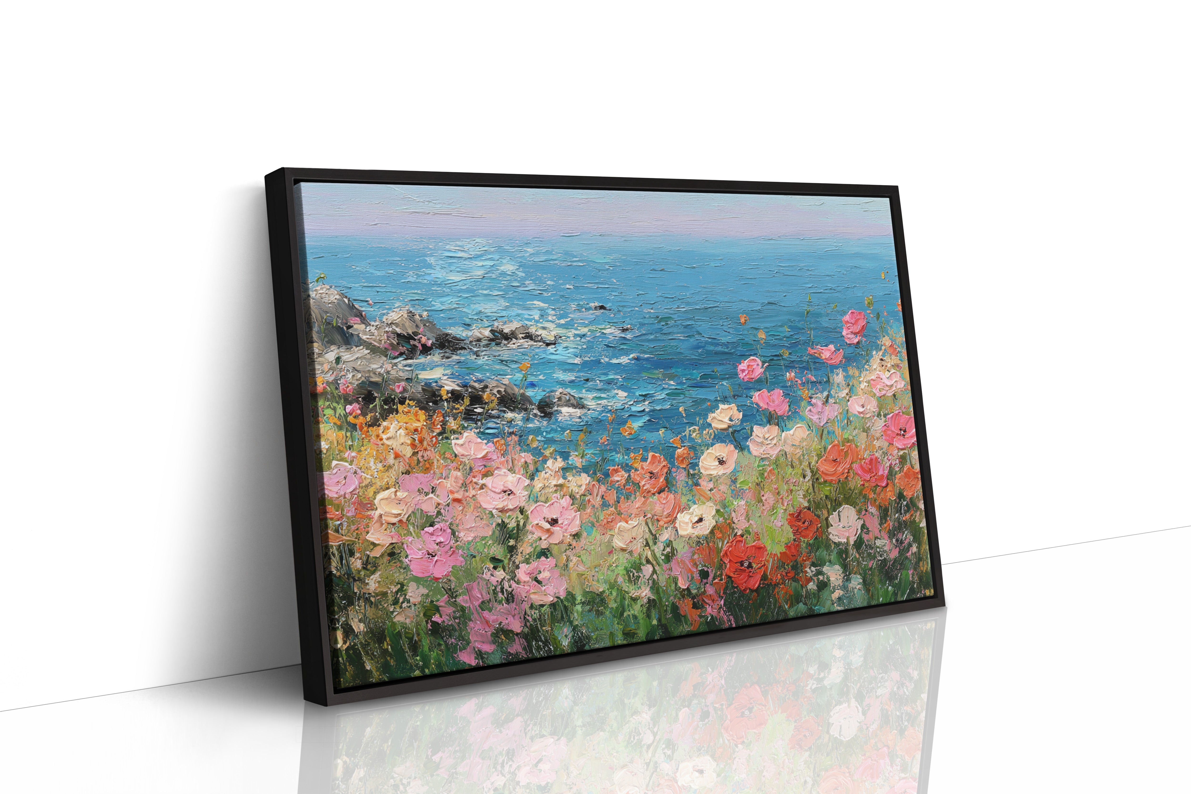 Coastal Poppies Dance Above Azure Waves