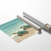 Sea Turtles Drift Through Turquoise