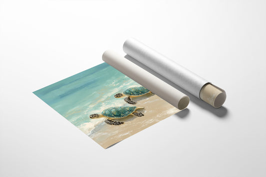 Sea Turtles Drift Through Turquoise